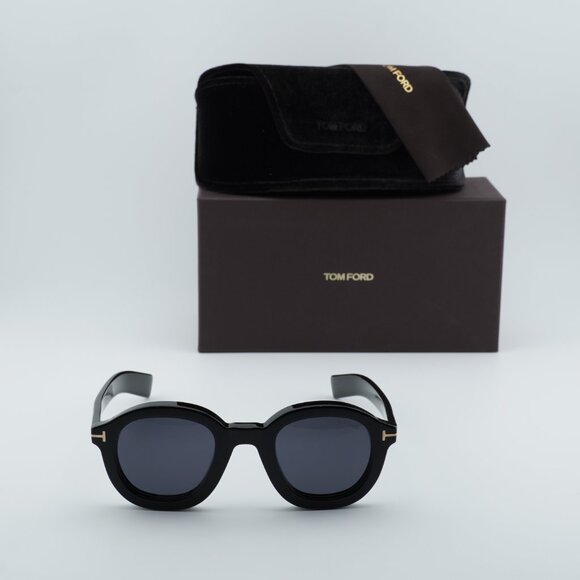 Tom Ford Raffa FT1100 01A Round Sunglasses - Black/Smoke - Picture 4 of 11